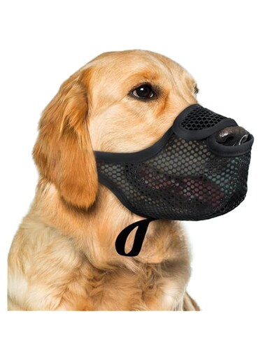 Dog Muzzle for Large Medium Small Dogs,Breathable Air Mesh Muzzle for Dog to Prevent Biting Chewing Licking Eating,Dog Muzzle with Front Opening Design for Drinking Panting,with Adjustable Strap (L)