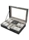 KLCDD Watch Boxes 8 Slots Watch with Ring Storage Jewelry Display Case Organizer for Men Women,Framed Glass and Secure Lock for Watch Jewelry Storage