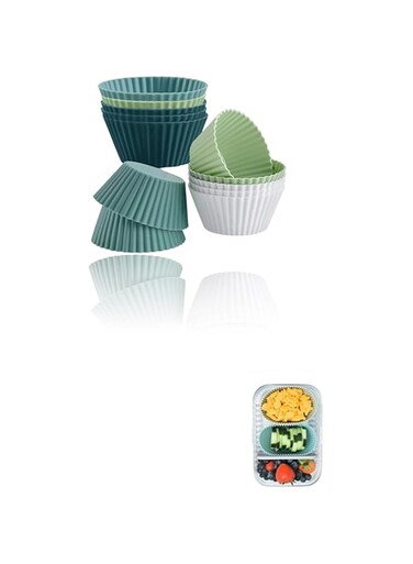 Sweet seven Reusable Silicone Baking Cups - Set of Non-Toxic - BPA Free, Dishwasher Safe - Standard Size for Easy Baking - Eco-Friendly &amp; Durable Kitchen Accessories