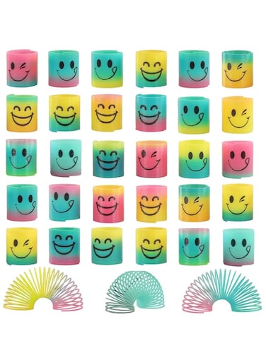Fun-Here 30 Pack Spring Rainbow Magic Fidget Stress Coil Mini Springs Bulk Toys For Party Favor Carnival Prize Birthday Goodie Bag Stuffers For Kids Boys Girls