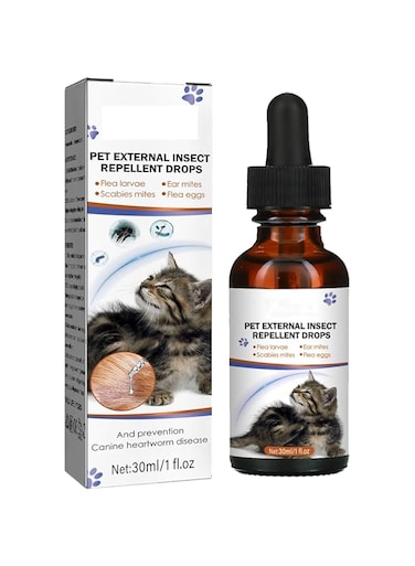 30ml Pet Deworming Drops, Flea Treatment Drop for Dogs and Cats, Quick Acting Flea, Spot On Flea Treatment, Natural Flea Treatment, Care for Flea and Tick Drop for Dogs, Remove Lice, Ticks, Fleas