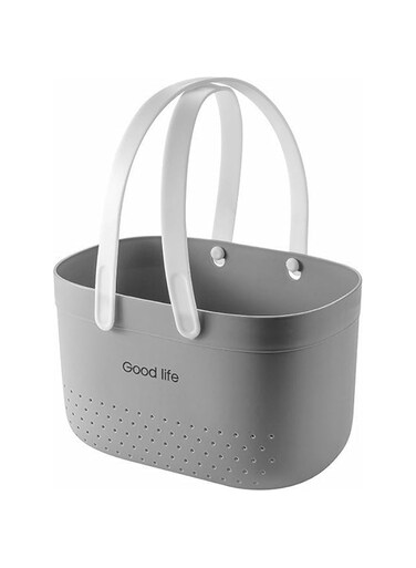 Portable Shower Caddy Basket,U-HOOME Plastic Shower Caddy Storage Organizer Utility Tote with Handle for Soap, Shampoo,Combs, Shower Caddy Shelf Organizers Basket for Bathroom,Kitchen,Dorm Room (Grey)