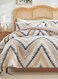 Home Queen size 6 piece bedding set, brown zig zag pattern, very soft quality.