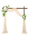 MISTHO Wedding Arch Draping Fabric, 1 Panel 29.5" x 19Ft White Wedding Arch Drapes Sheer Backdrop Curtain for Wedding Ceremony Party Ceiling Decor (Champagne)