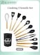 12PCS Silicone Cooking Utensils Set with Wooden Handle Non-Stick Food Grade Quality Silicone Cooking Utensils Set 428&acirc;&bdquo;&permil; Heat Resistant BPA Free Silicone Spatula Set Kitchen Tools