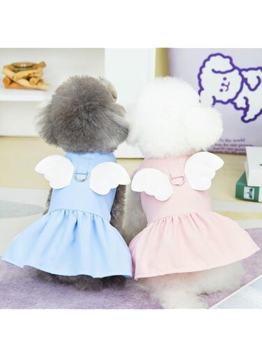 NeoStyle Dog Dresses,Puppy Pet Princess Bowknot Dress with angel wings,Fashion Pet Dog Clothes,Cute Doggie Outfits Clothes for Small Dogs Girls Floral Puppy (M, Pink Wings)