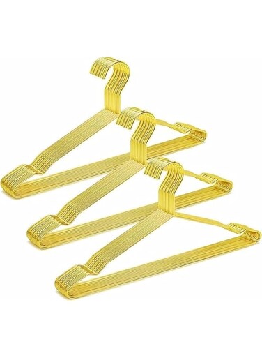 Zober Luxurious Metal Hanger With Arc Shoulder - Ideal For Heavy And Long Dresses, Coats, Suits, Co-Ord, Abayas - Sleek And Strong Support Upto15Lbs 10 Pack Gold