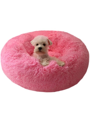 BODISEINT Modern Soft Plush Round Pet Bed for Cats or Small Dogs, Mini Medium Sized Dog Cat Bed Self Warming Autumn Winter Indoor Snooze Sleeping Cozy Kitty Teddy Kennel (S(19.7&rdquo;Dx7.9 H, Hot Pink)