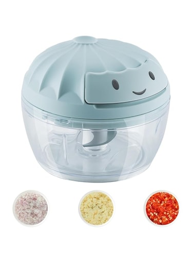 Paporich Garlic Mincer, Mini Manual Hand Food Chopper with Container, Pull String Hand Food Shredder, Kitchen Onion Vegetable Cutter, Veggie Chopper, for Garlic Vegetable Onions Meat(Blue, 160ml)