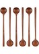 Patelai 6 Pcs 11 inch Long Spoons Wooden Long Handle Round Spoons Korean Style Soup Spoons for Soup Cooking Mixing Stirring Kitchen Tools Utensils