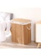 HAOWINS-PAN Bamboo Laundry Basket Washing Box Bin Storage,80L Handwoven Laundry Hamper with Lid and Handles, Foldable, 2 Removable Liner Bag