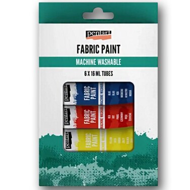 PENTART FABRIC PAINT MACHINE WASHABLE 6X16ML TUBES