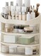 Makeup Organizer for Vanity, Countertop Organizer with 360&Acirc;&deg; Rotating Drawer, Spacious Cosmetic Display Case for Beauty Essential, Skincare,Lipstick, 3 Drawers