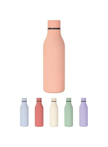 Insulated Sports Water Bottle, 550ML/19oz Double Layer Stainless Steel Vacuum Sports Water Bottle for Cold or Hot Drinks, Leak-Proof Travel Thermal Flask for Gym Camping School (Matt - Peach Pink)