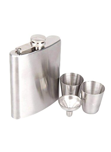 Steel Hip Flask Bottle Set Silver