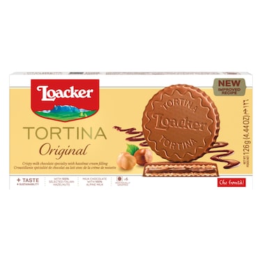 Loacker Tortina Original with Italian Hazelnut Biscuits, 125g