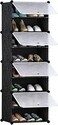 8 Tiers Shoe Rack 4 Cube DIY Plastic Shoes Cabinet with Doors Portable Modular Shoe Storage Organizer Tower Shelf Expandable Shoes Stand Space Saver for Entryway Hallway and Closet
