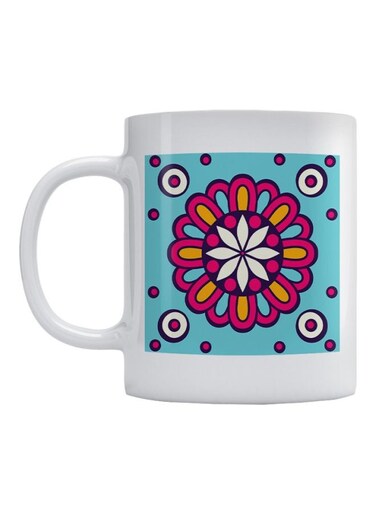 Mandala Printed Mug White/Blue/Pink