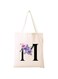 Eco-Friendly Canvas Cotton Tote Bag with Floral Design on Initial Letters Printed Bridesmaids Bags for Women- Reusable Shopping Bag, Party Gift Idea and Cotton Gift Bag