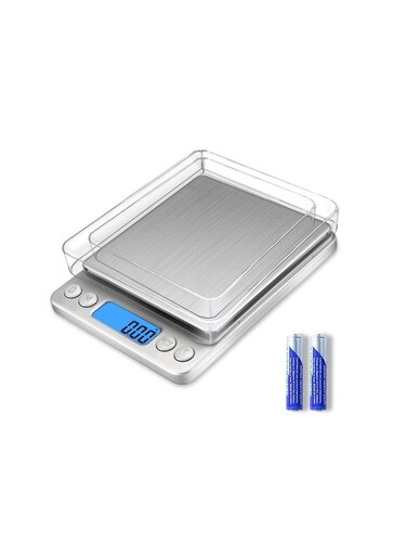 Digital Kitchen Scale High Accuracy Electronic Food Weight, Measures in Grams and oz, for Baking, Cooking, Jewelry. LCD Display, Tare Function, 2 Trays. (3000g/0.01g)