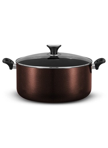 Non Stick Casserole 26 cm with Lid &acirc;&euro;&ldquo; 6.5 Ltr Capacity, PFOA Free, NeverStick Plus Teflon Coating, Durable Enamel Exterior, Dishwasher Safe, Serves 5-6 Persons