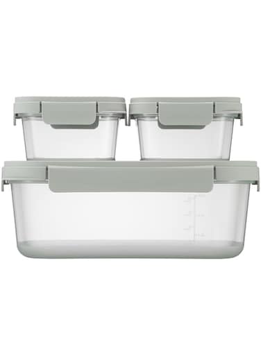 LocknLock Nestopia Set of 3 Containers (2 x 500ml &amp; 1 x 2.7L) - Airtight, Microwave &amp; Freezer Safe, Made in Vietnam