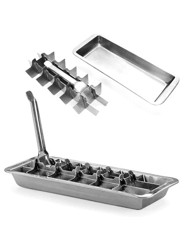 LUFMWCWD Ice Cube Tray   18/8 Stainless Steel   18 Slot Ice Cube Tray   Easy Release Handle