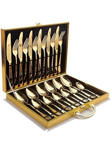 Cutlery Set Stainless Steel Flatware Tableware Golden Cutlery Set Spoons Knives Forks For Kitchen(Gold)