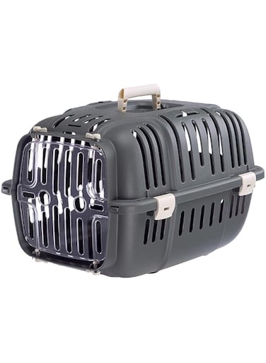 Ferplast Cat Carrier, Small Dog Carrier, Dogs and Cats up to 5 kg, Shockproof Transparent Door, Ventilation Slots, 32 x 47 x h 29 cm, JET 10 Dog Travel Crate, Cat Travel Carrier, Grey
