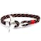 Whale Tail Anchor Charm Nautical Survival Rope Chain Bracelets(Black red)
