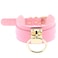 European and American Harajuku PU Leather Gold Single Ring Collar Wide Street-Snap Nightclub O-shaped Choker Necklace(Pink)
