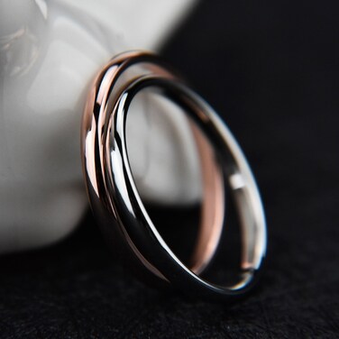 Female Stainless Steel Titanium Steel Ring, Ring Size:8(Black)