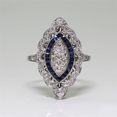 Women Sapphire Rhinestone Engagement Ring, Ring Size:7