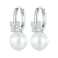 BSE760 Sterling Silver S925 Butterfly Shell Beads White Gold Plated Zirconia Earrings