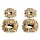 Female Earrings Exaggerated Alloy Geometric Glass Diamond Earrings(Golden)