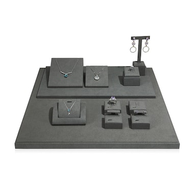 Gray Jewelry Display Microfiber Jewelry Props Display Rack Set 3