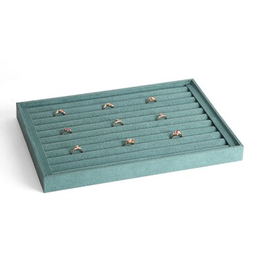 Suede Multifunctional Jewelry Display Tray Necklace Bracelet Bangle Display Case, Style: Ring Tray