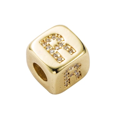 English Letter Beads Bracelet Brass Micro-inlaid Couple Red String Pull DIY Bracelet Jewelry, Style:R