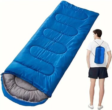 Outdoor Sleeping Bag &ndash; Blue, 180x30cm &ndash; Warm &amp; Moisture-Resistant Sleeping Bag for Cold Weather Camping, Hiking, Backpacking &ndash; Lightweight, Portable &amp; Compact for Adults &amp; Kids