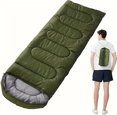 Outdoor Sleeping Bag &ndash; Olive, 180x30cm &ndash; Warm, Moisture-Resistant &amp; Portable Sleeping Bag for Cold Weather Camping, Hiking &amp; Backpacking &ndash; Lightweight &amp; Compact for Adults &amp; Kids