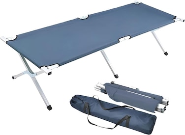 Heavy Duty Foldable Camping Bed &ndash; Gray, Portable Sleeping Cot with Carry Bag &ndash; Double Layer Oxford Fabric Travel Bed for Outdoor, Beach, Camping &amp; Vacation &ndash; Strong &amp; Compact Design