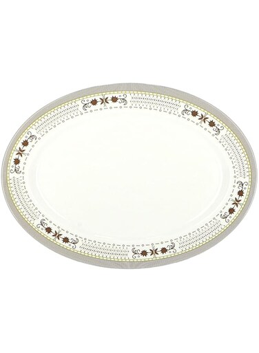 Delcasa Dc1790 14-Inch Melamine Oval Plate - Pasta Plates - Plate With Playful Classic Decoration, Dishwasher Safe - Ideal For Soup, Desserts, Ice Cream &amp; More