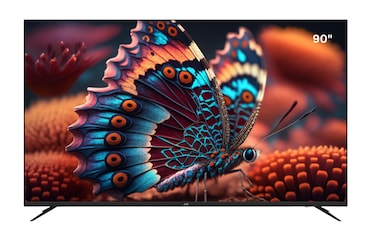 JVC 90 Inch Edgeless 4K UHD QLED Official Google TV smart TV With Dolby Vision Atmos, Bluetooth Remote with Voice commands- 2024 model- LT-90NQ7155