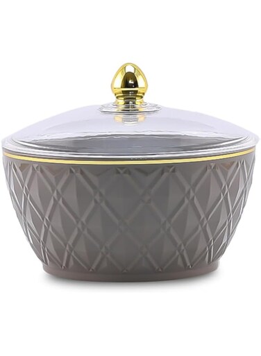 Beastory Rose Dates Pot with Cover, 14 cm x 7 cm Size, Grey