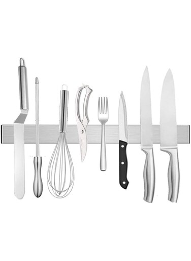 PartsExtra 12 Inch Magnetic Knife Strip, Stainless Steel Magnetic Knife Holder, Kitchen Knives Bar,Knife Rack for Home Kitchen Utensil Holder,Garage Organizer,Tool Holder