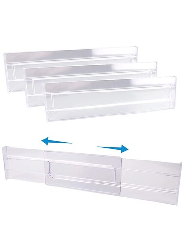 4 Piece Acrylic Drawer Dividers Organizers, Clear Plastic Drawers Separators