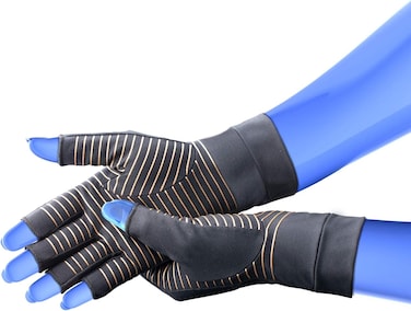 Kedley Copper Infused Arthritis Compression Gloves (Small), Open Tip Fingers, Medical Grade Quality For Rheumatoid Arthritis, Carpal Tunnel, Rsi, Osteoarthritis &amp; Tendonitis - Fingerless Design