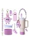 Stanley Cup Accessory Kit Including Water Bottle Handle Strap, Silicone Cup Sleeve, Lipstick Holder, Keychain Charms, Handle Charms, and Straw Topper Accessories for 40oz/30oz White Stanley Cup
