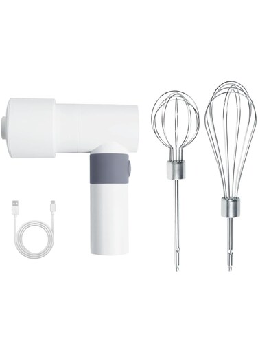 NALACAL Electric Mixer Whisk with 2 Mixing Heads, USB Rechargeable Cordless Hand Handheld Electric Blender 304 Stainless Steel Portable Egg Beaters