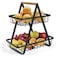 2 Tier Metal Fruit &amp; Vegetable Basket Stand for Kitchen Counter, Black Wire Storage Organizer Rack
